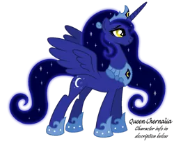 Size: 1024x833 | Tagged: safe, artist:aleximusprime, derpibooru import, oc, oc:queen chernalia, unofficial characters only, alicorn, pony, age of the alicorns, alicorn oc, crown, ethereal mane, female, hoof shoes, jewelry, mare, peytral, regalia, simple background, solo, starry mane, transparent background