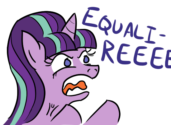 Size: 549x402 | Tagged: safe, artist:jargon scott, derpibooru import, starlight glimmer, pony, unicorn, the cutie map, /r9k/, angry, female, frown, glare, mare, open mouth, pepe the frog, reeee, simple background, solo, that pony sure does love equality, tongue out, vein bulge, white background