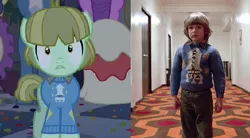 Size: 591x327 | Tagged: comparison, dainty dove, danny torrance, danny trottance, derpibooru import, make new friends but keep discord, masquerade, north star, perry pierce, ponified, safe, the shining