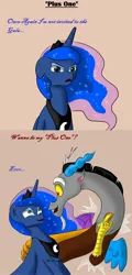 Size: 1224x2560 | Tagged: artist:darkcrazyd, comic, derpibooru import, discord, floppy ears, make new friends but keep discord, nose wrinkle, princess luna, safe, ticket