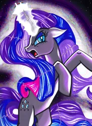 Size: 473x648 | Tagged: safe, artist:alia-star, derpibooru import, nightmare rarity, magic, solo