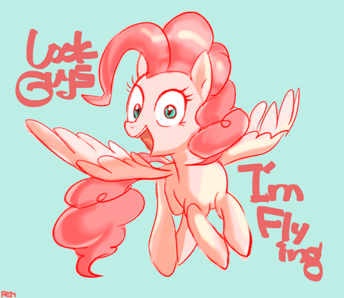 Size: 900x779 | Tagged: safe, artist:remsica, derpibooru import, pinkie pie, pegasus, pony, hilarious in hindsight, pegasus pinkie pie, race swap, solo