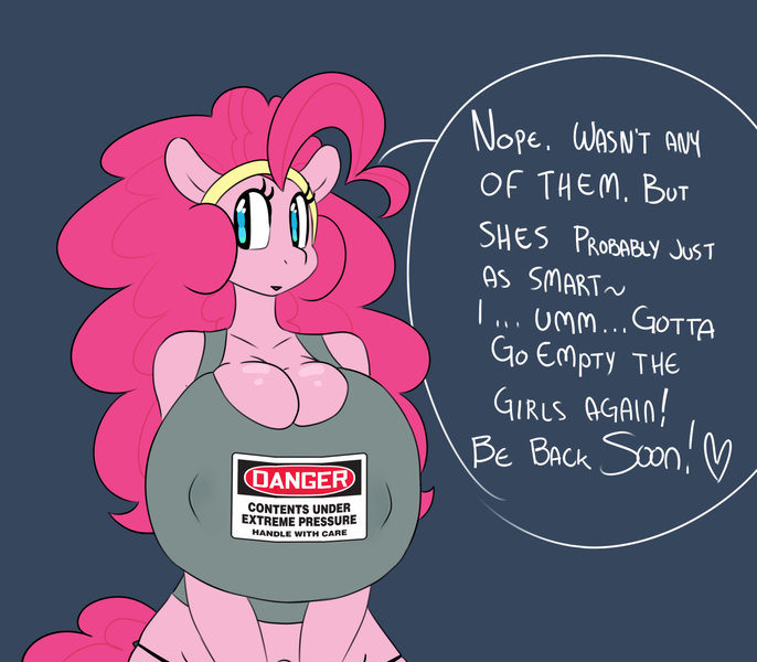 Size: 1280x1120 | Tagged: anthro, artist:somescrub, big breasts, breasts, busty pinkie pie, cleavage, clothes, derpibooru import, female, headband, huge breasts, hugtastic pinkie pie, impossibly large breasts, pinkie pie, suggestive, tumblr