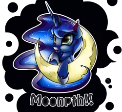 Size: 2364x2160 | Tagged: safe, artist:neko-me, derpibooru import, princess luna, alicorn, pony, constellation, crescent moon, cute, lunabetes, moon, solo, tangible heavenly object, tongue out