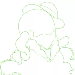 Size: 700x700 | Tagged: :3, artist:goat train, chains, derpibooru import, hat, make new friends but keep discord, monochrome, necklace, pimp, safe, simple background, sketch, smooze, solo
