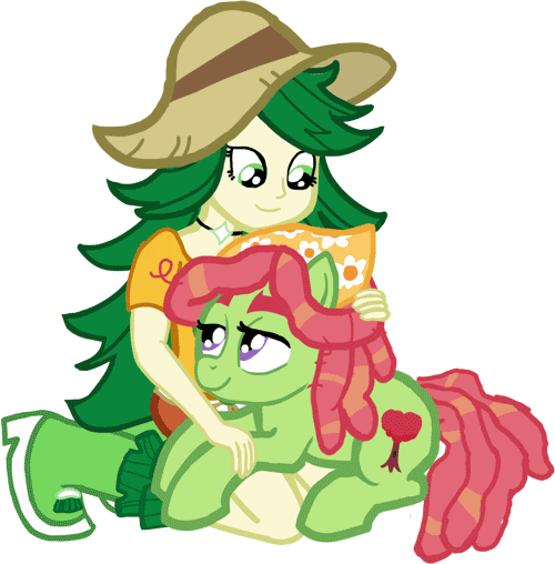 Size: 500x508 | Tagged: safe, artist:oneovertwo, derpibooru import, sweet leaf, tree hugger, equestria girls, make new friends but keep discord, animated, background human, cute, huggerbetes, petting