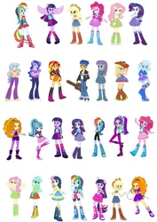 Size: 1061x1500 | Tagged: dead source, safe, derpibooru import, official, adagio dazzle, applejack, aria blaze, bon bon, flash sentry, fluttershy, lyra heartstrings, maud pie, pinkie pie, princess celestia, princess luna, rainbow dash, rarity, sonata dusk, sunset shimmer, sweetie drops, trixie, twilight sparkle, twilight sparkle (alicorn), equestria girls, rainbow rocks, box art, eqg promo pose set, equestria girls plus, fall formal outfits, mane six, principal celestia, stock vector, the dazzlings, vice principal luna