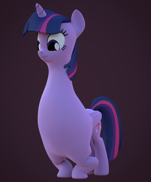 Size: 1000x1200 | Tagged: safe, artist:3d thread, artist:creatorofpony, derpibooru import, twilight sparkle, twilight sparkle (alicorn), alicorn, pony, /mlp/, 3d, 3d model, blender, deformed, female, mare, modified, smiling, solo, spore, wat