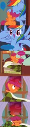 Size: 792x3299 | Tagged: artist:frist44, bed, blanket, cheerilee-s-chalkboard, comic, derpibooru import, fluffy, rainbow dash, room, safe, scootacurse, scootaloo, scootalove, sleeping, snoring, tumblr