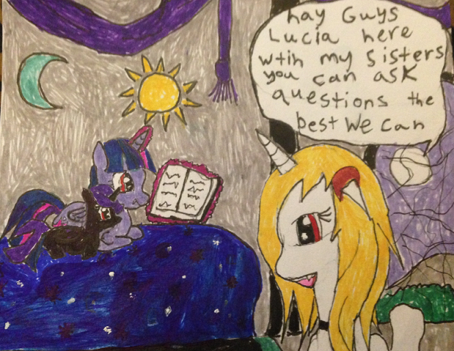 Size: 662x512 | Tagged: safe, artist:ask-luciavampire, derpibooru import, twilight sparkle, twilight sparkle (alicorn), oc, oc:nyx, alicorn, pony, vampire, vampony, tumblr:ask-luciavampire, ask, traditional art, tumblr