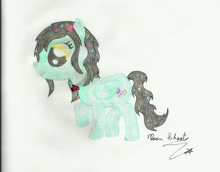 Size: 1301x1021 | Tagged: artist:moonlight-shoot, derpibooru import, ponified, safe, solo, traditional art, vanellope von schweetz, wreck-it ralph