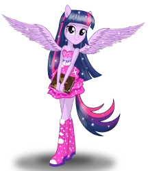Size: 2308x2676 | Tagged: safe, artist:deannaphantom13, derpibooru import, twilight sparkle, twilight sparkle (alicorn), equestria girls, bare shoulders, ponied up, pony ears, simple background, sleeveless, solo, strapless, transparent background, wings