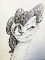 Size: 2448x3264 | Tagged: artist:nayolfa, derpibooru import, ink, monochrome, pen, pinkie pie, pointillism, safe, solo, stippling