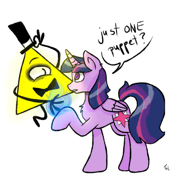 Size: 1000x1000 | Tagged: safe, artist:kennyteya, derpibooru import, twilight sparkle, twilight sparkle (alicorn), alicorn, demon, pony, bill cipher, crossover, deal with the devil, female, gravity falls, handshake, hoofshake, imminent possession, mare, sock opera