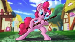 Size: 1920x1080 | Tagged: safe, artist:january3rd, derpibooru import, pinkie pie, earth pony, pony, bassoon, bipedal, female, mare, musical instrument, solo