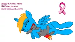 Size: 816x460 | Tagged: safe, artist:illuminatiums, derpibooru import, edit, oc, unofficial characters only, alicorn, pony, alicorn oc, birthday, cuddling, hug, mother and daughter, smiling, snuggling, trace