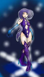 Size: 1200x2111 | Tagged: artist:foxgar, boots, breasts, busty nightmare rarity, cleavage, clothes, derpibooru import, evening gloves, female, gloves, high heel boots, human, humanized, looking at you, magic, nightmare rarity, solo, solo female, suggestive