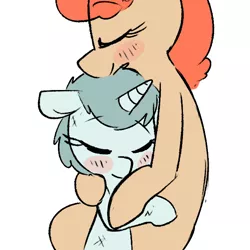 Size: 600x600 | Tagged: artist:whydomenhavenipples, blushing, cuddling, cyoa, derpibooru import, eyes closed, foal quest, /mlp/, oc, oc:deep blue, oc:sheila, safe, snuggling, unofficial characters only