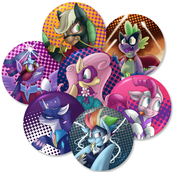 Size: 900x887 | Tagged: safe, artist:jorobro, derpibooru import, applejack, fili-second, fluttershy, humdrum, masked matter-horn, mistress marevelous, pinkie pie, radiance, rainbow dash, rarity, saddle rager, spike, twilight sparkle, twilight sparkle (alicorn), zapp, alicorn, pony, power ponies (episode), female, mane seven, mane six, mare, power ponies