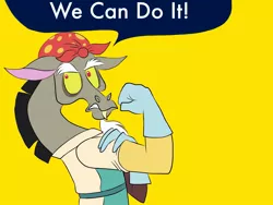 Size: 2048x1536 | Tagged: derpibooru import, discord, make new friends but keep discord, parody, rosie the riveter, safe, solo