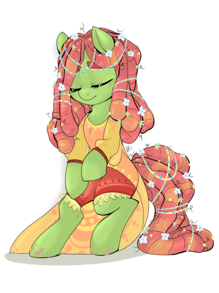 Size: 1050x1400 | Tagged: safe, artist:dragonfoxgirl, derpibooru import, tree hugger, earth pony, pony, make new friends but keep discord, clothes, cute, dress, eyes closed, female, flower, huggerbetes, mare, simple background, solo, transparent background