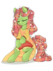 Size: 1050x1400 | Tagged: safe, artist:dragonfoxgirl, derpibooru import, tree hugger, earth pony, pony, make new friends but keep discord, clothes, cute, dress, eyes closed, female, flower, huggerbetes, mare, simple background, solo, transparent background