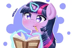 Size: 6500x4400 | Tagged: absurd resolution, artist:nekowy, book, derpibooru import, magic, mouth hold, pencil, safe, sociology, solo, studying, twilight sparkle