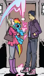 Size: 616x1077 | Tagged: artist:sophie campbell, cameo, comic, derpibooru import, idw, jem and the holograms, jerrica benton, pony cameo, pony reference, rainbow dash, rio pacheco, safe