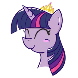 Size: 1000x1000 | Tagged: safe, artist:bojo, derpibooru import, twilight sparkle, twilight sparkle (alicorn), alicorn, pony, blushing, bust, crown, eyes closed, female, happy, horn, jewelry, mare, portrait, simple background, smiling, solo, tiara, transparent background