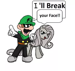 Size: 895x843 | Tagged: artist:luigikirby64, comparison, crossover, derpibooru import, discorded, dual persona, flutterbitch, fluttershy, luigi, mr. l, nintendo, paper mario, quote, safe, super mario bros., super paper mario