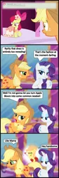 Size: 1024x3061 | Tagged: apple bloom, applejack, artist:bronybyexception, ask honest applejack, derpibooru import, oc, oc:orange tart, pointy ponies, rarity, safe