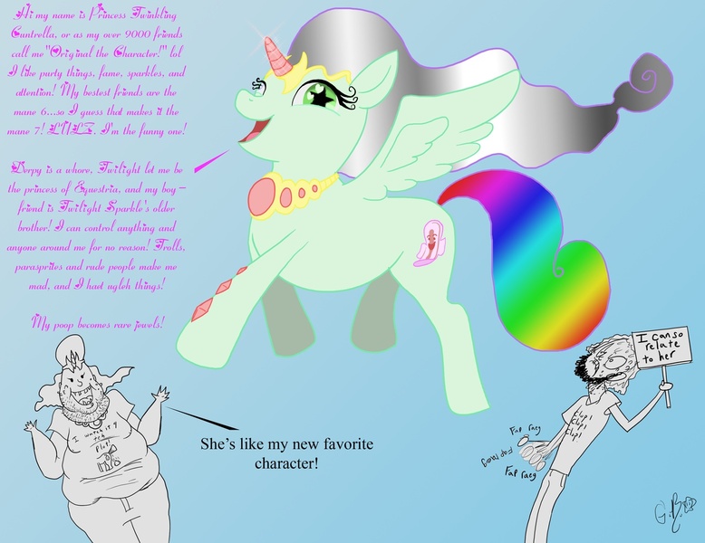 Size: 1280x987 | Tagged: alicorn, alicorn oc, artist:kooborisapphire, brony, clopping, derpibooru import, deviantart bitch, hater, neckbeard, oc, questionable, sanitary pad, text, troll, trying too hard, unofficial characters only