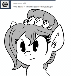Size: 726x780 | Tagged: safe, artist:tjpones, derpibooru import, oc, oc:brownie bun, unofficial characters only, horse wife, animated, ask, cute, ocbetes, onomatopoeia, peanut butter, smack, solo, tumblr