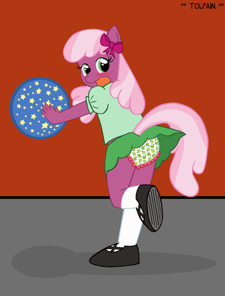 Size: 2284x3000 | Tagged: anthro, apple underwear, artist:tolpain, ball, beach ball, blushing, cheerilee, clothes, derpibooru import, embarrassed, embarrassed underwear exposure, female, foalcon, frilly underwear, mary janes, panties, panty shot, playing, skirt, skirt lift, suggestive, underwear, upskirt, white underwear, younger