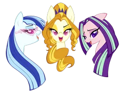 Size: 1200x900 | Tagged: safe, artist:sweettots, derpibooru import, adagio dazzle, aria blaze, sonata dusk, ponified, equestria girls, rainbow rocks, alternate hairstyle, bust, equestria girls ponified, glasses, simple background, the dazzlings, transparent background