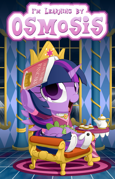 Size: 1100x1700 | Tagged: safe, artist:berrypawnch, derpibooru import, spike, twilight sparkle, twilight sparkle (alicorn), alicorn, pony, book, book hat, bunny slippers, chibi, clothes, cookie, cute, female, food, mare, pancakes, sleeping, slippers