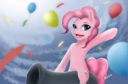 Size: 1518x996 | Tagged: artist:nokno76, derpibooru import, party cannon, pinkie pie, safe, solo
