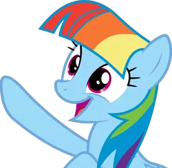 Size: 6137x6000 | Tagged: safe, artist:dasprid, derpibooru import, rainbow dash, pegasus, pony, the lost treasure of griffonstone, absurd resolution, alternate hairstyle, cute, female, mane swap, manebow sparkle, mare, open mouth, simple background, smiling, solo, transparent background, vector, wide eyes