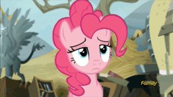 Size: 500x281 | Tagged: animated, derp, derpibooru import, discovery family, discovery family logo, frown, :o, oh my gosh, pinkie pie, ponk, safe, screencap, solo, talking, the lost treasure of griffonstone, wide eyes, zoned out