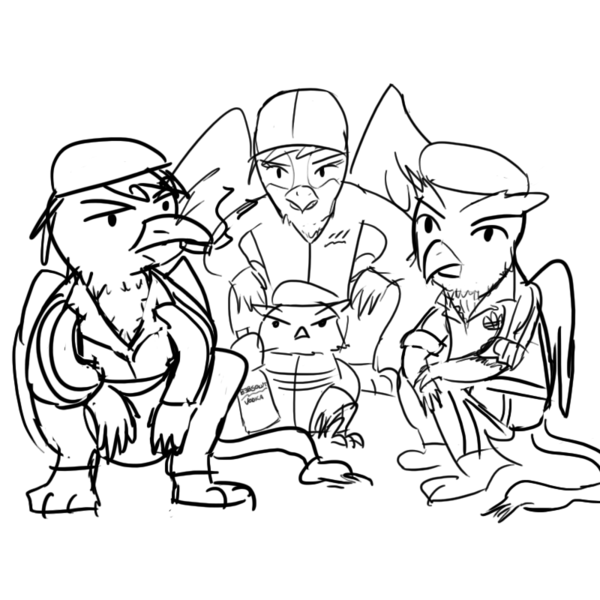 Size: 800x800 | Tagged: safe, artist:unsavorydom, derpibooru import, gilda, gryphon, cigarette, flat cap, hat, monochrome, simple background, sketch, slav, smoking, squatting, tracksuit, vodka