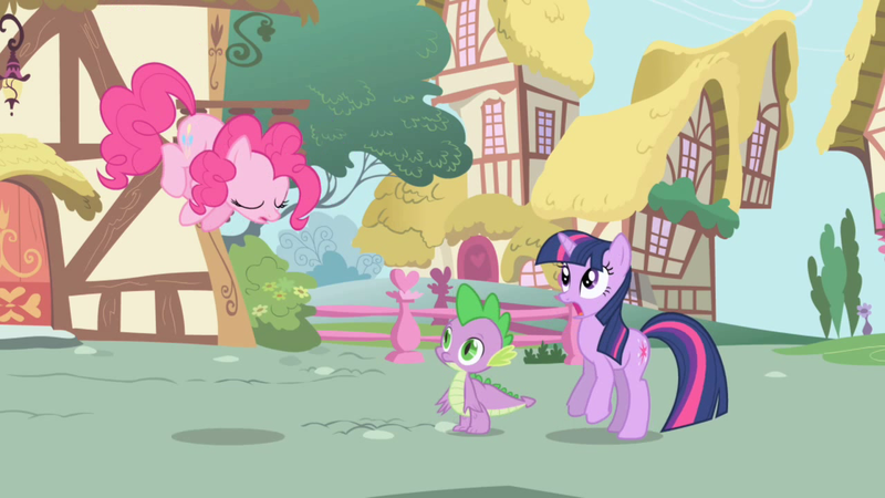 Size: 1280x720 | Tagged: animation error, derpibooru import, friendship is magic, pinkie pie, safe, screencap, spike, twilight sparkle