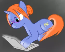 Size: 1812x1452 | Tagged: safe, artist:dinobirdofdoom, derpibooru import, ponified, pony, unicorn, computer, female, frown, glasses, kinzie kensington, laptop computer, lying, mare, saints row, solo