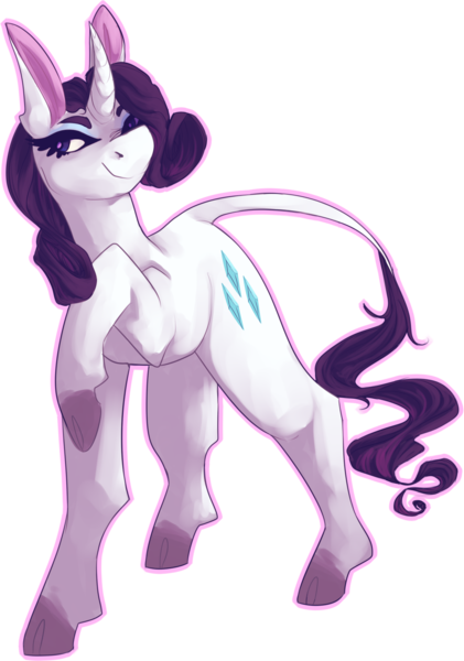 Size: 1106x1575 | Tagged: artist:marshmellowcannibal, classical unicorn, derpibooru import, leonine tail, rarity, safe, solo