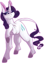 Size: 1106x1575 | Tagged: artist:marshmellowcannibal, classical unicorn, derpibooru import, leonine tail, rarity, safe, solo