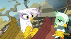 Size: 563x308 | Tagged: safe, derpibooru import, screencap, gilda, greta, gryphon, the lost treasure of griffonstone, ungrateful