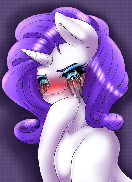 Size: 1280x1758 | Tagged: safe, artist:fatcakes, derpibooru import, rarity, pony, unicorn, crying, running makeup, solo