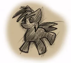 Size: 511x455 | Tagged: safe, artist:zutcha, derpibooru import, earth pony, pony, fanfic:the last pony on earth, ponies after people, blank flank, crayon, crude sketch, female, hooves, illustration, mare, monochrome, solo, traditional art