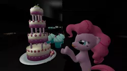 Size: 1280x720 | Tagged: safe, artist:frankmanha, derpibooru import, cup cake, pinkie pie, 3d, cake, desire, gmod, licking, licking lips, reaching, tongue out, want