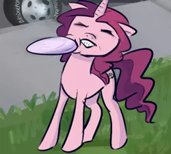 Size: 500x450 | Tagged: artist:nobody, car, colored, color edit, derpibooru import, edit, frisbee, grass, meme, mlpg, oc, oc:gloomy, ponified animal photo, safe, sidewalk, solo, unofficial characters only