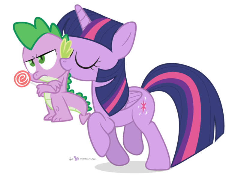 Size: 900x690 | Tagged: safe, artist:dm29, derpibooru import, spike, twilight sparkle, twilight sparkle (alicorn), alicorn, pony, behaving like a cat, carrying, duo, female, lollipop, mama twilight, mare, mothers gonna mother, mouth hold, scruff, simple background, spike is not amused, transparent background, trotting